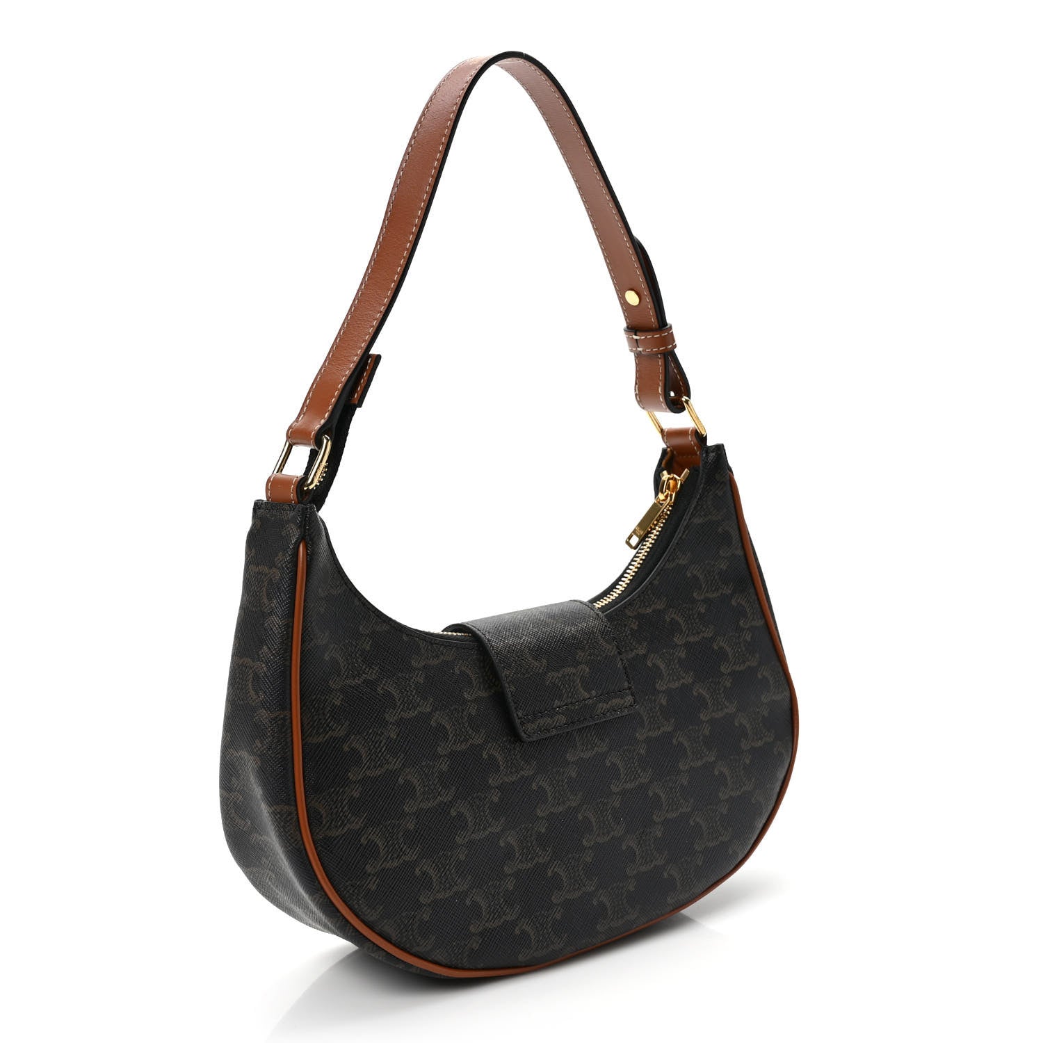 Celine Triomphe Canvas Calfskin Medium Strap Ava Triomphe Shoulder Bag Tan 3 of 8