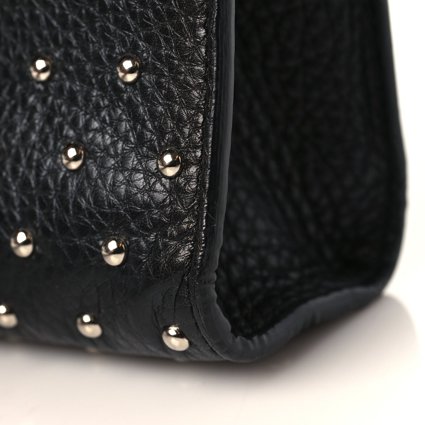 Calfskin Studded Medium Miss Bamboo Shoulder Bag Black
