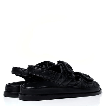 Chanel Lambskin Velcro Dad Sandals 40 Black 3 of 6