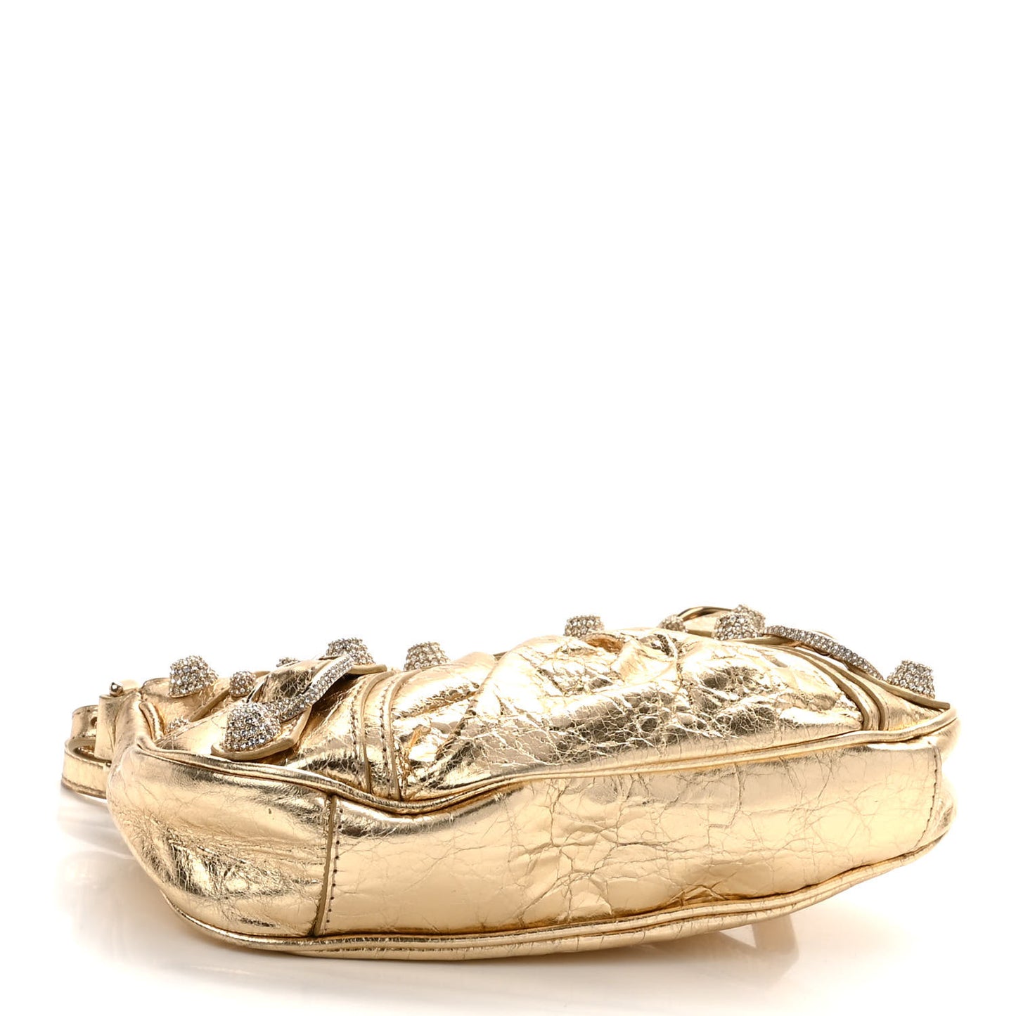 Metallic Arena Agneau Crystal Le Cagole Mini Purse With Chain Light Gold