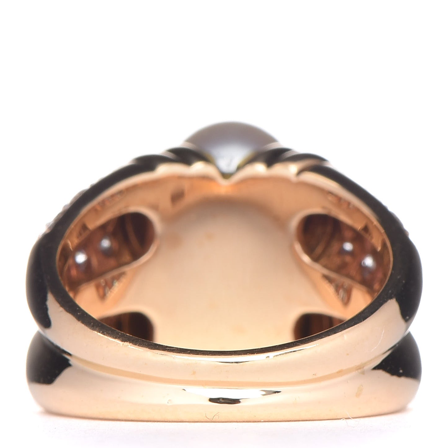 18K Yellow Gold Diamond Freshwater Pearl Passo Doppio Ring 49 5