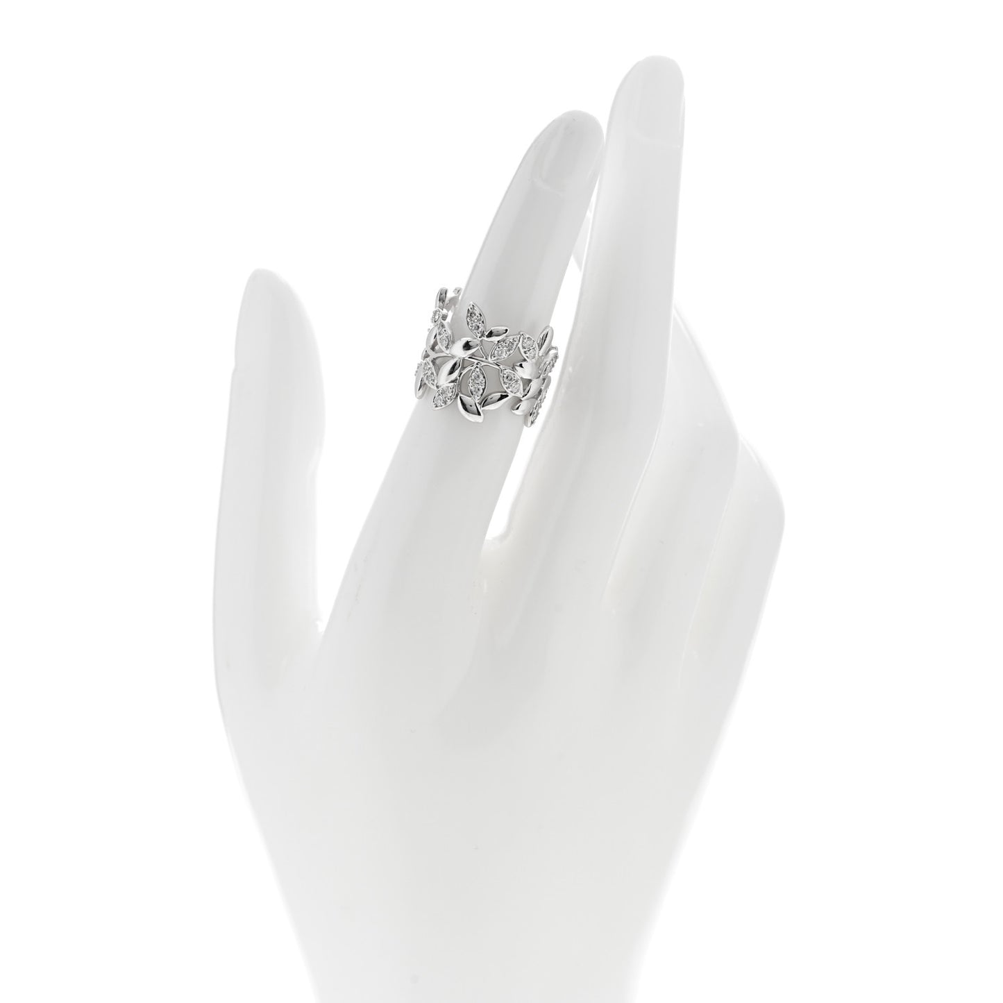 18K White Gold Diamond Paloma Picasso Olive Leaf Band Ring 49 5