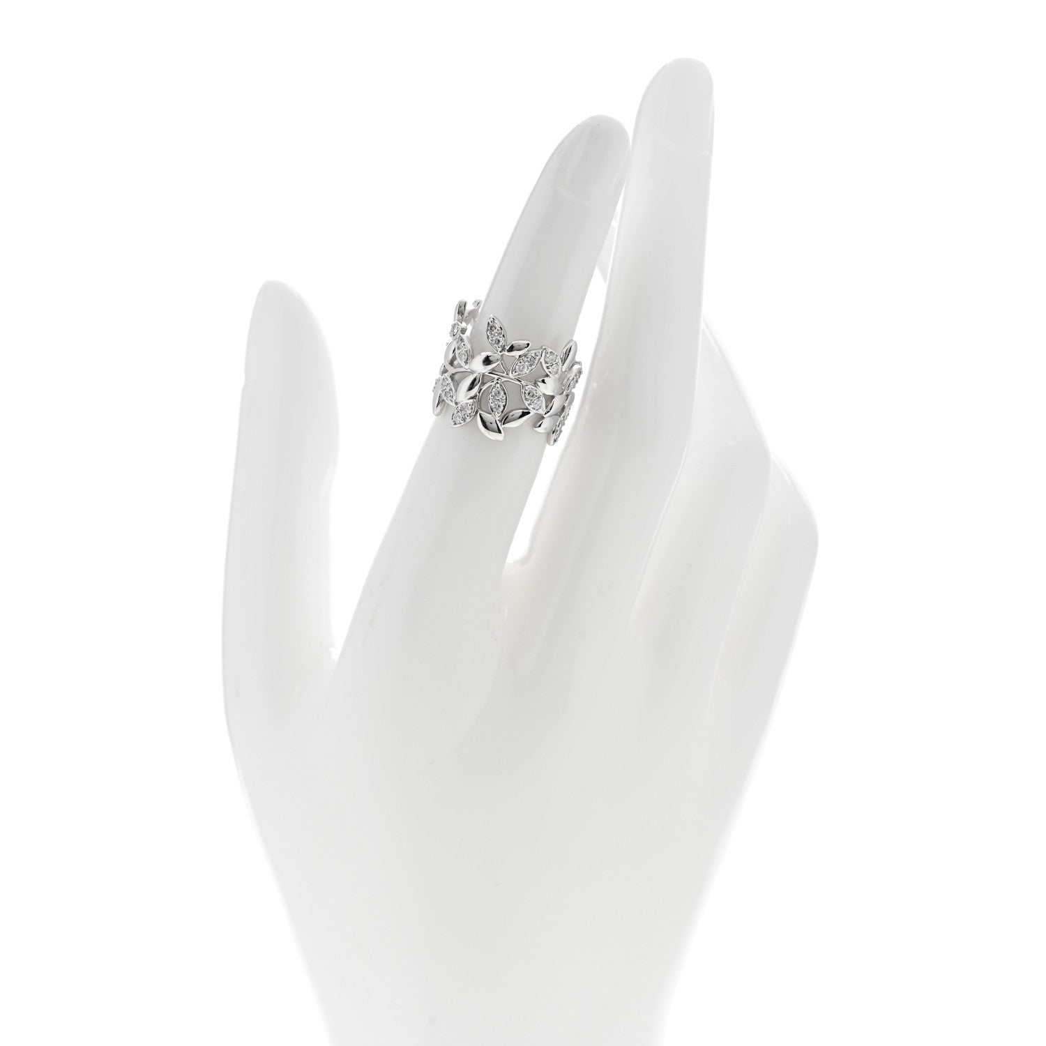 Tiffany 18K White Gold Diamond Paloma Picasso Olive Leaf Band Ring 49 5 2 of 4