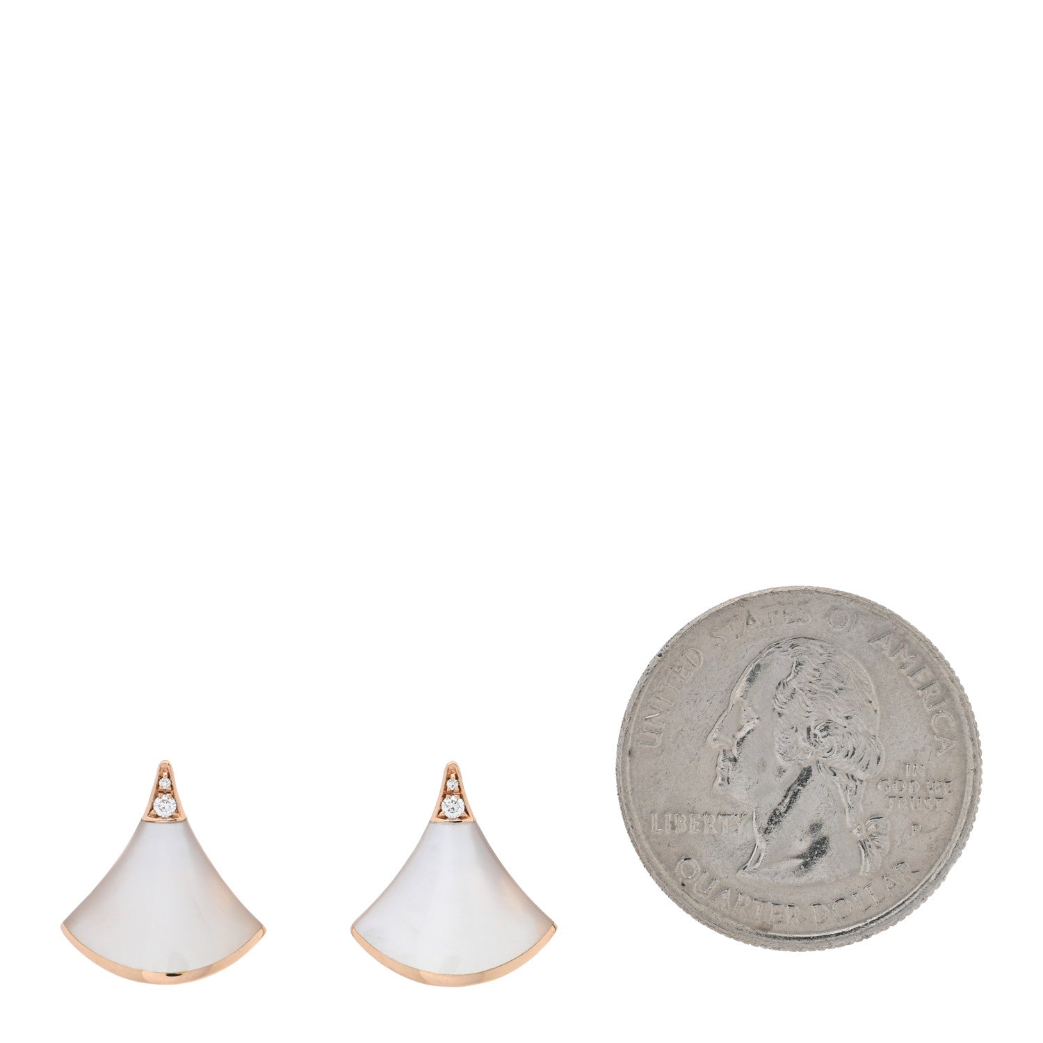 Bulgari 18K Rose Gold Diamond Mother of Pearl Divas' Dream Stud Earrings 2 of 4