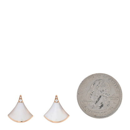 Bulgari 18K Rose Gold Diamond Mother of Pearl Divas' Dream Stud Earrings 2 of 4