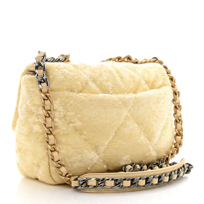 Chanel Sequin Quilted Medium Chanel 19 Flap Light Yellow 3 of 11