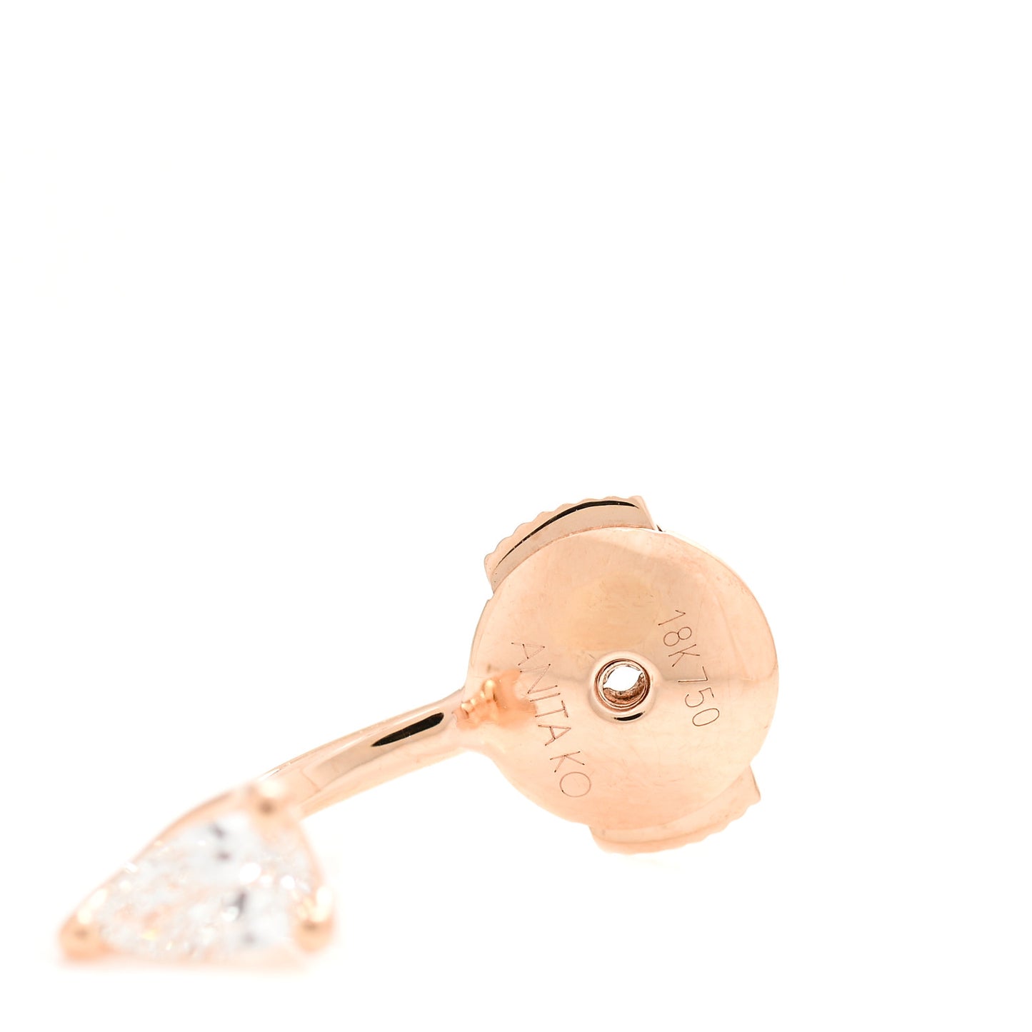 18K Rose Gold Diamond Pear Orbit Earring
