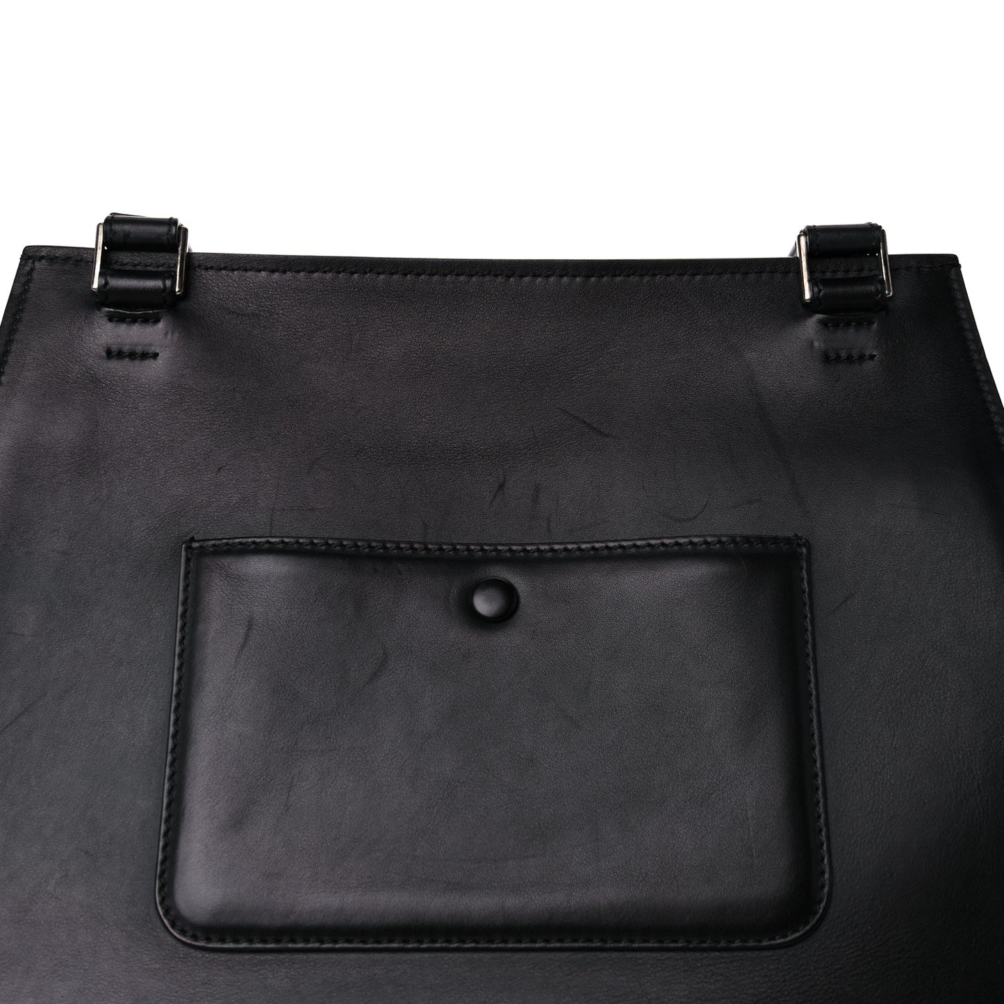 Textured Calfskin Small Bi-Color Edge Shoulder Bag Black Cream