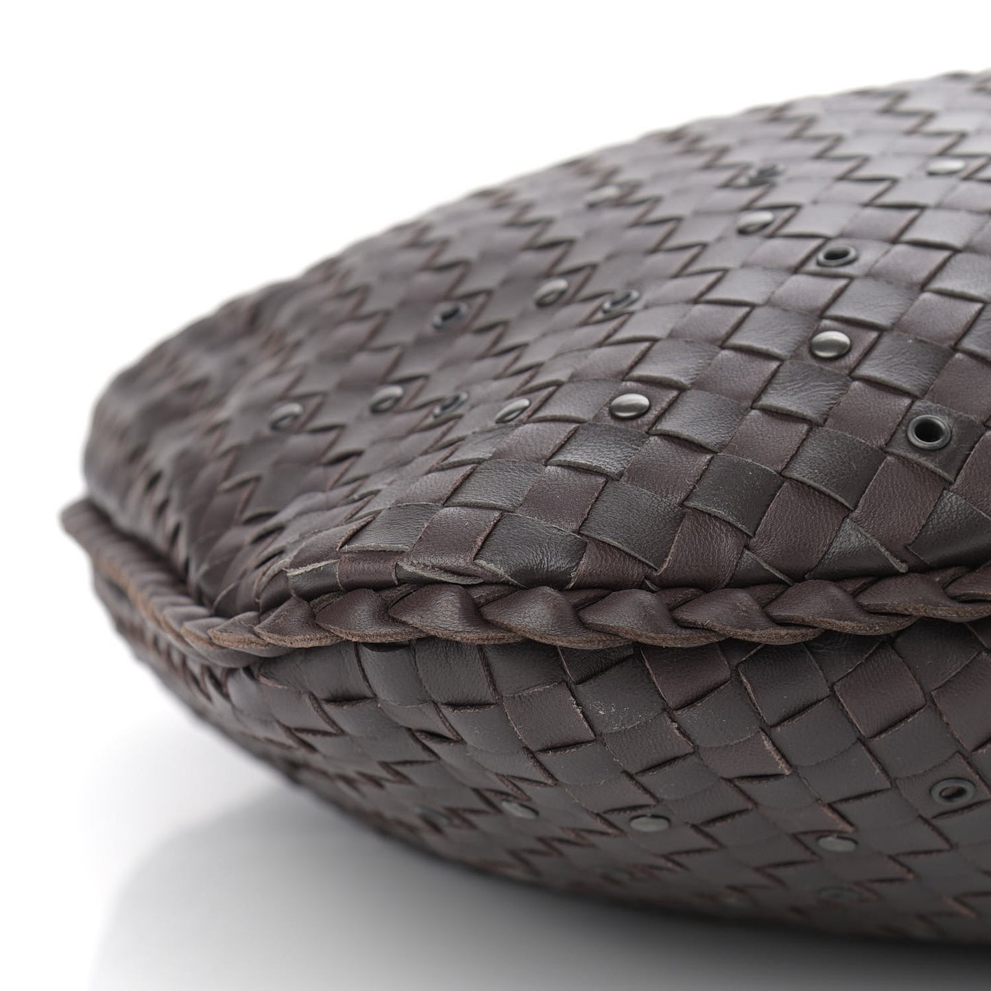 Nappa Intrecciato Studded Medium Veneta Hobo Ebano