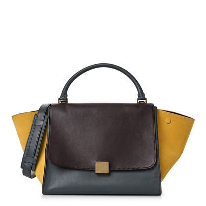 Celine Smooth Calfskin Suede Medium Tri-Color Trapeze Mustard 1 of 11