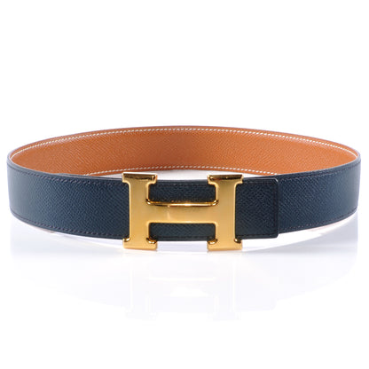 Hermes Courchevel Reversible Constance 32mm H Belt Gold Bleu Marine 60 1 of 5