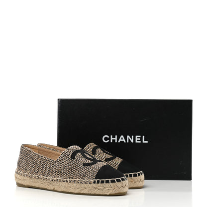 Chanel Tweed Grosgrain CC Espadrilles 36 Gold Beige Black 8 of 8