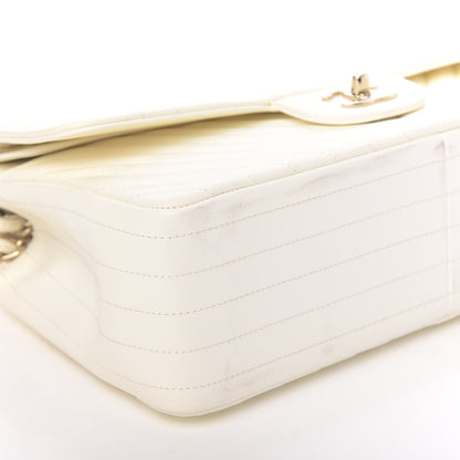 Chanel Lambskin Chevron Quilted Jumbo Double Flap White 8 of 13