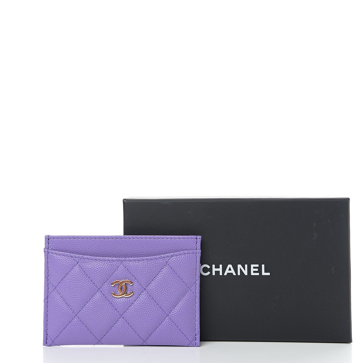 Caviar Quilted Card Holder Purple