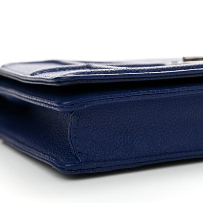 Christian Dior Grained Calfskin Diorama Wallet on Chain Pouch Blue 9 of 13