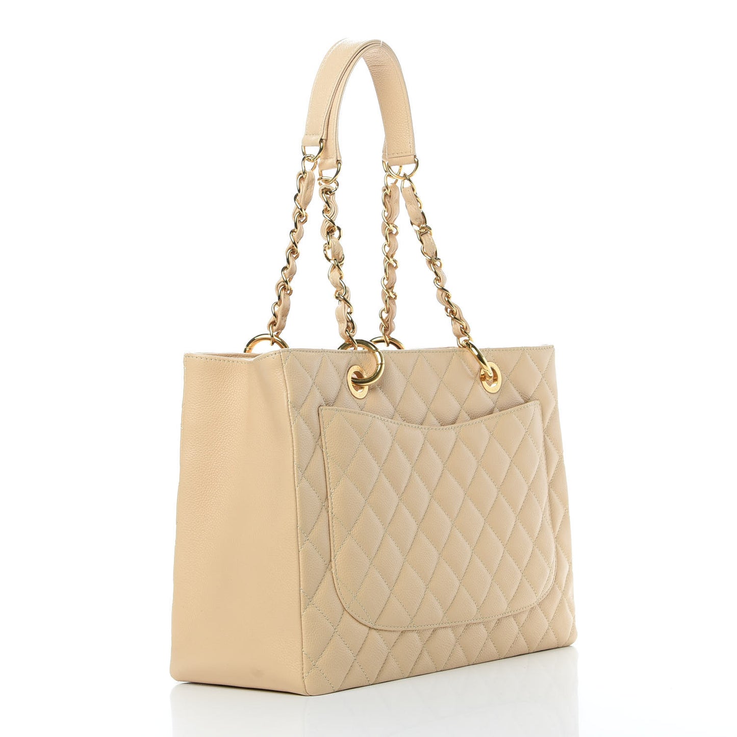 Caviar Quilted Grand Shopping Tote GST Beige Clair