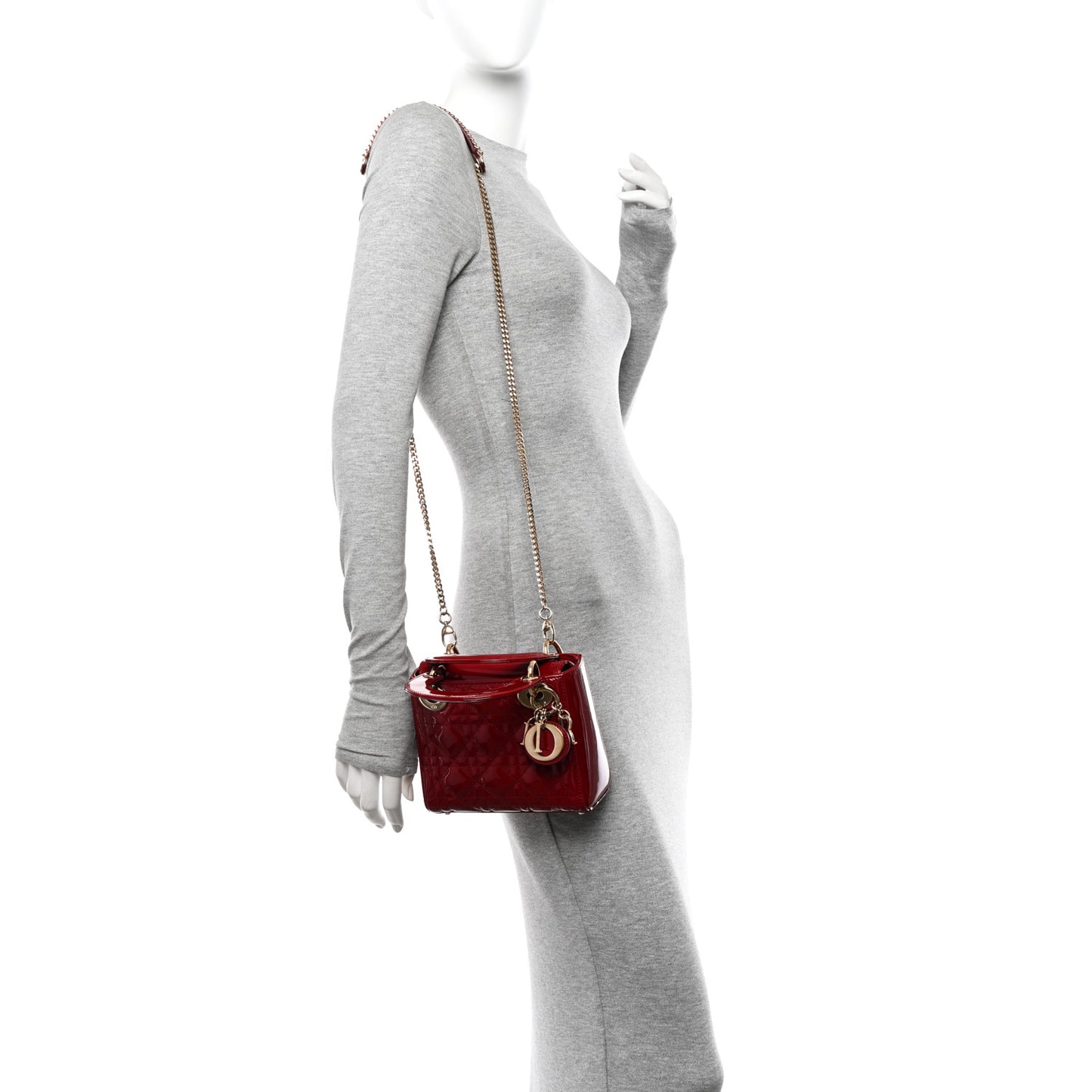 Patent Cannage Mini Lady Dior Red