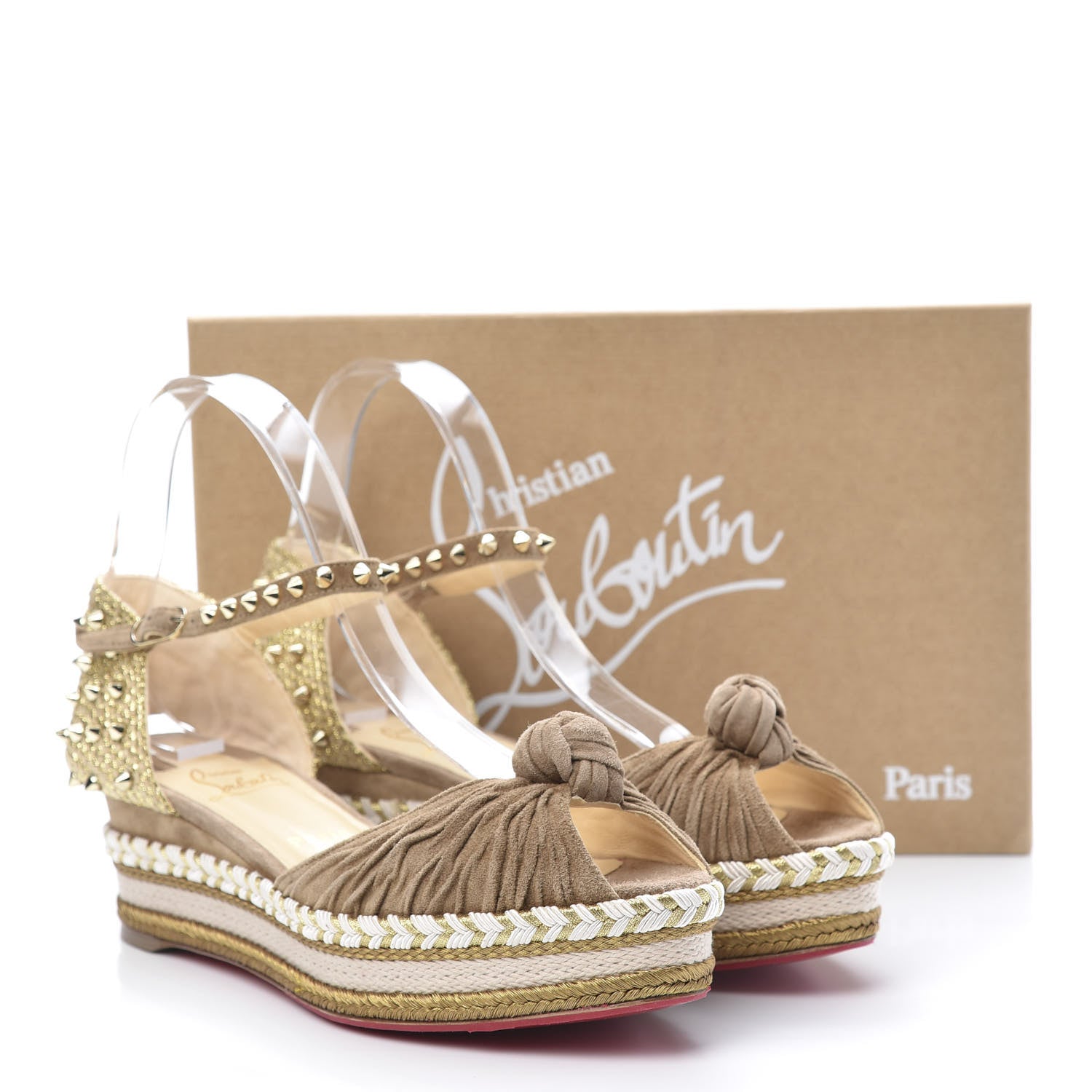 Christian Louboutin Suede Studded Madcarina Platform Sandals 40 Cappuccino 8 of 8