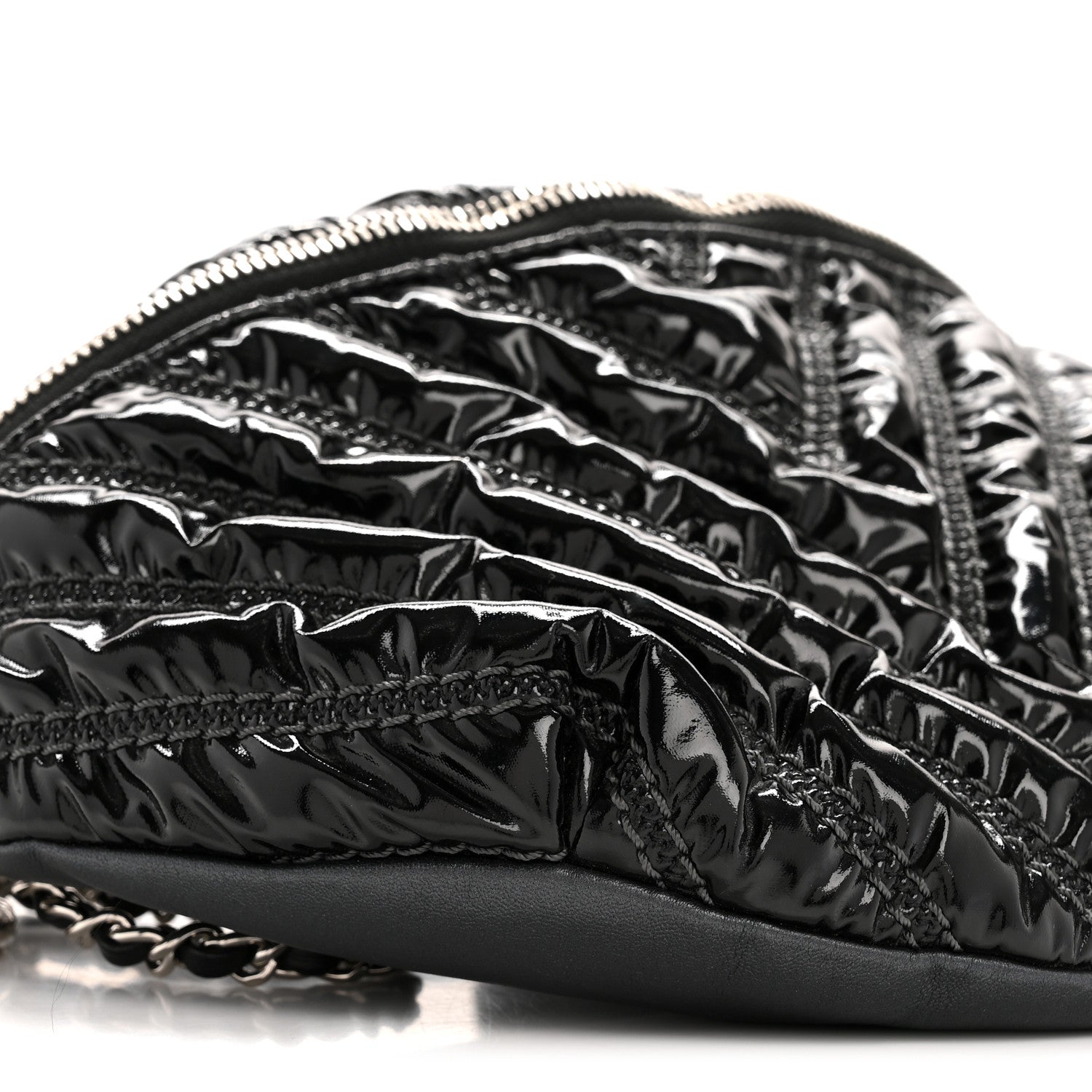 Chanel Lame Chevron Space Suit Waist Bag Black 9 of 13