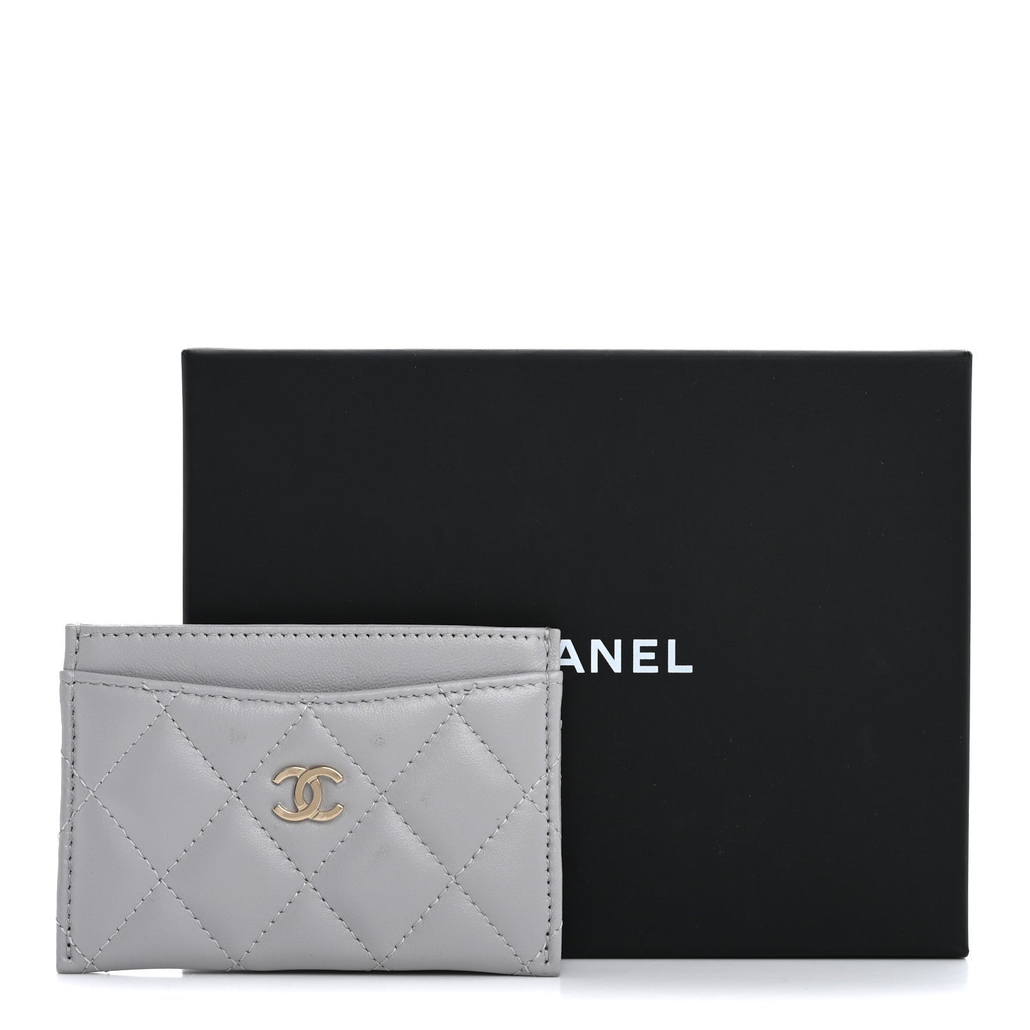 Chanel Lambskin Quilted Card Holder Grey 11 of 11