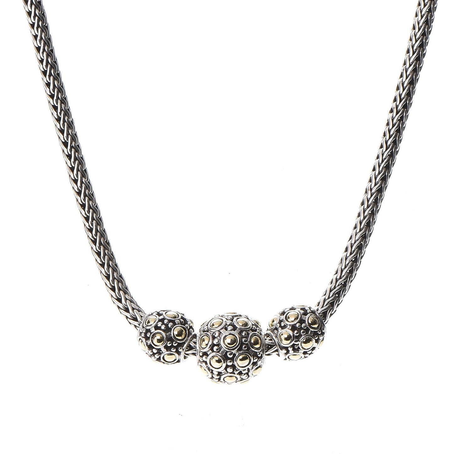 Sterling Silver 18K Gold Jaisalmer Three Bead Necklace