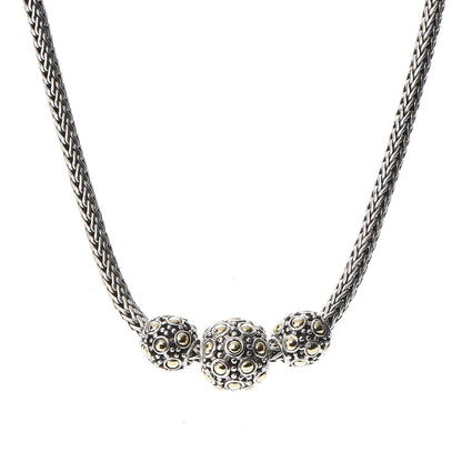 John Hardy Sterling Silver 18K Gold Jaisalmer Three Bead Necklace 3 of 6