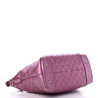 Gucci Metallic Soft Guccissima Heart Bit Charm Top Handle Tote Fresia Rose 3 of 6