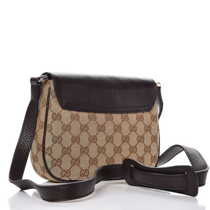 Gucci Monogram Pebbled Calfskin Web Small Dressage Shoulder Bag Dark Brown 3 of 7