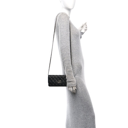 Chanel Caviar Quilted Coco Chanel Logo Clutch With Chain Flap Black 2 of 11