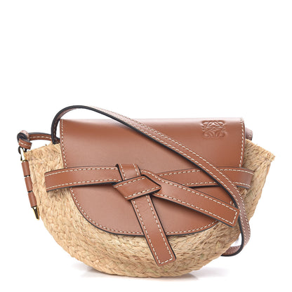 Loewe Calfskin Raffia Mini Gate Crossbody Bag Natural Tan 1 of 9