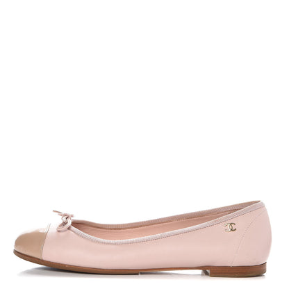 Chanel Lambskin Patent Cap Toe CC Ballerina Flats 37 Rose Clair 2 of 30