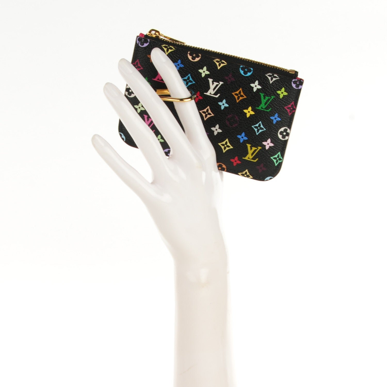 Louis Vuitton Monogram Multicolor Key Pouch Black 2 of 6