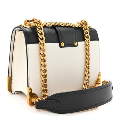 Prada City Calf Saffiano Large Cahier Bag White Black 3 of 10
