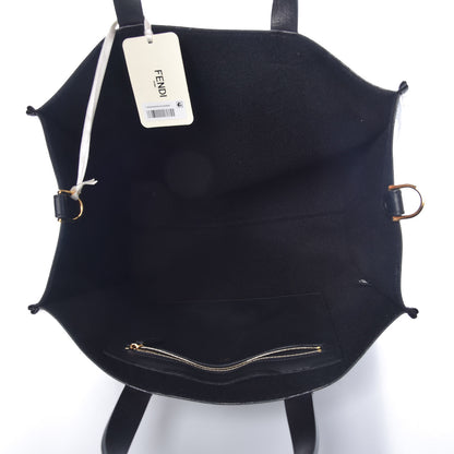 Fendi X FILA Glazed Fabric FF 1974 Mania Shopping Tote Bag Black White 5 of 9