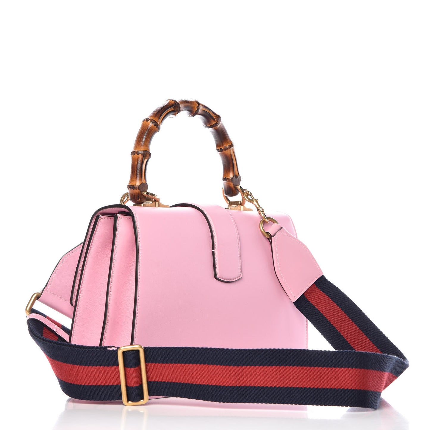 Moon Calfskin Web Medium Dionysus Bamboo Top Handle Bag Sugar Pink Blue Agata Hibiscus Red