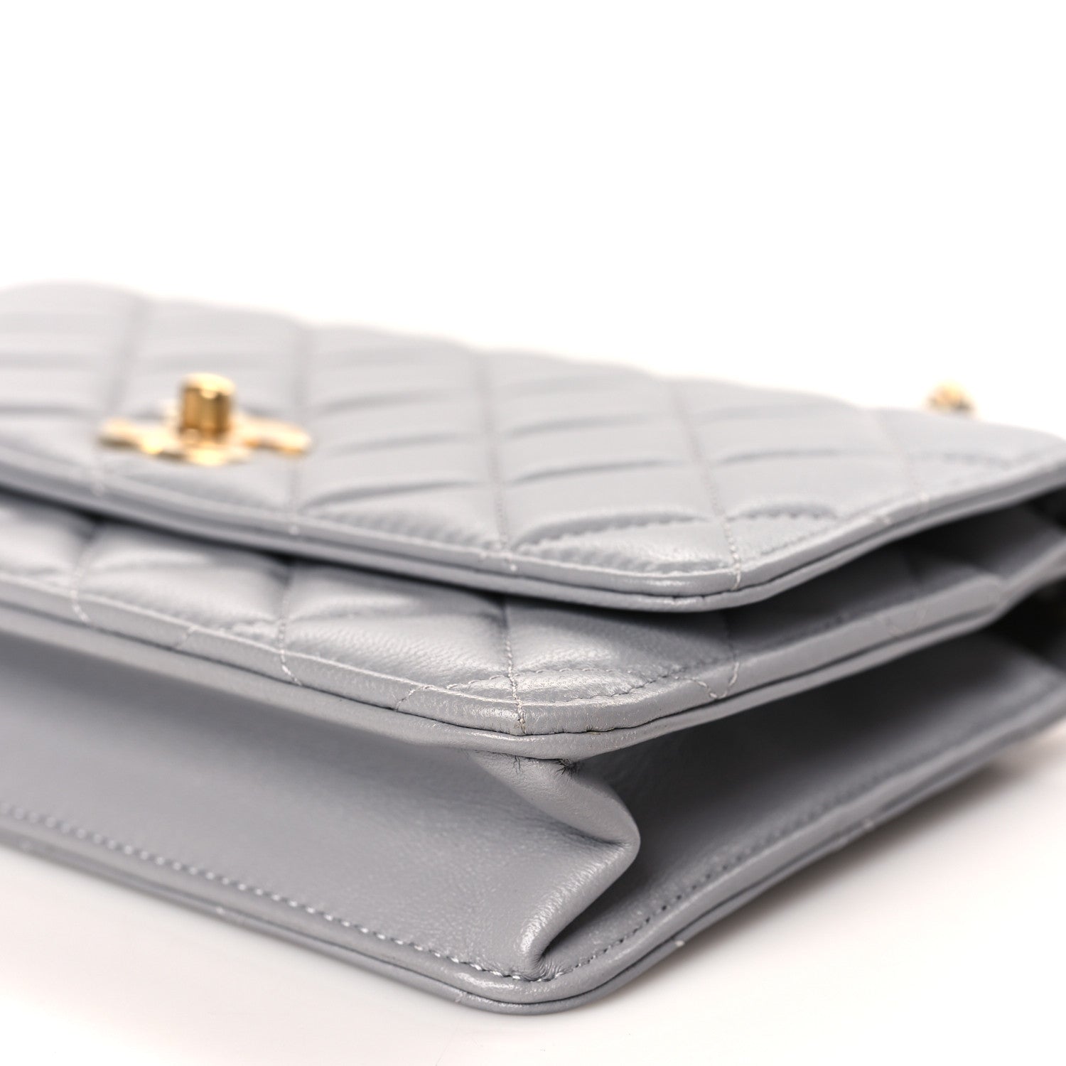 Chanel Lambskin Quilted CC Pearl Crush Wallet on Chain WOC Grey 10 of 11