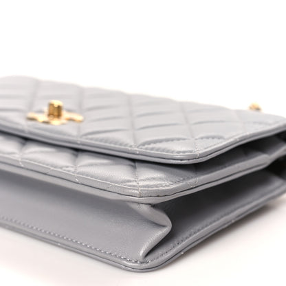 Chanel Lambskin Quilted CC Pearl Crush Wallet on Chain WOC Grey 10 of 11