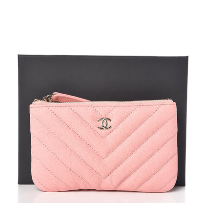 Chanel Caviar Chevron Quilted Small Cosmetic Case Pink 8 of 8
