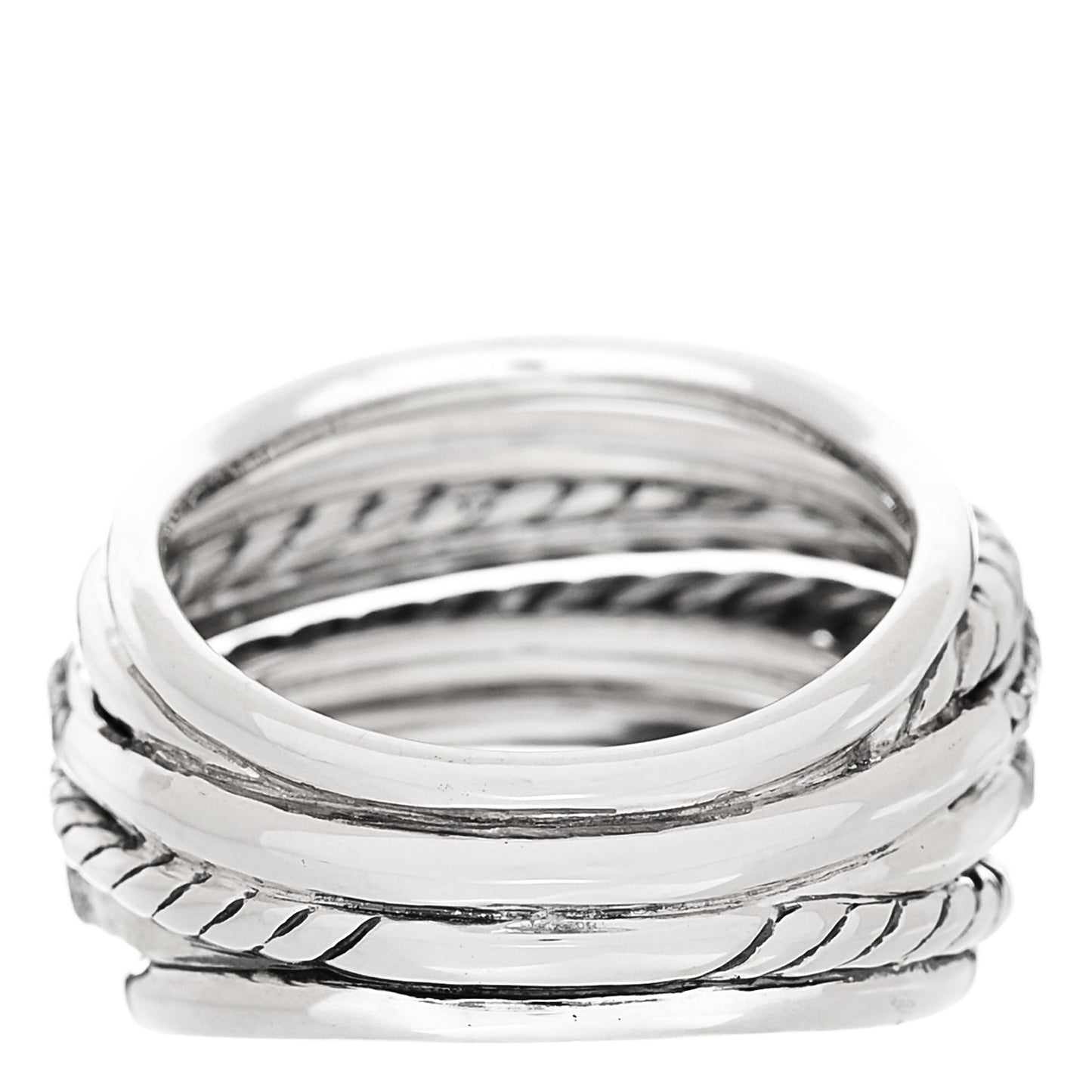 Sterling Silver Diamond 16mm Wide Crossover Ring 55 7.25
