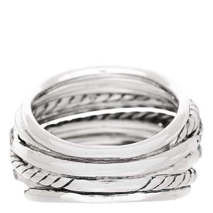 David Yurman Sterling Silver Diamond 16mm Wide Crossover Ring 55 7.25 3 of 5