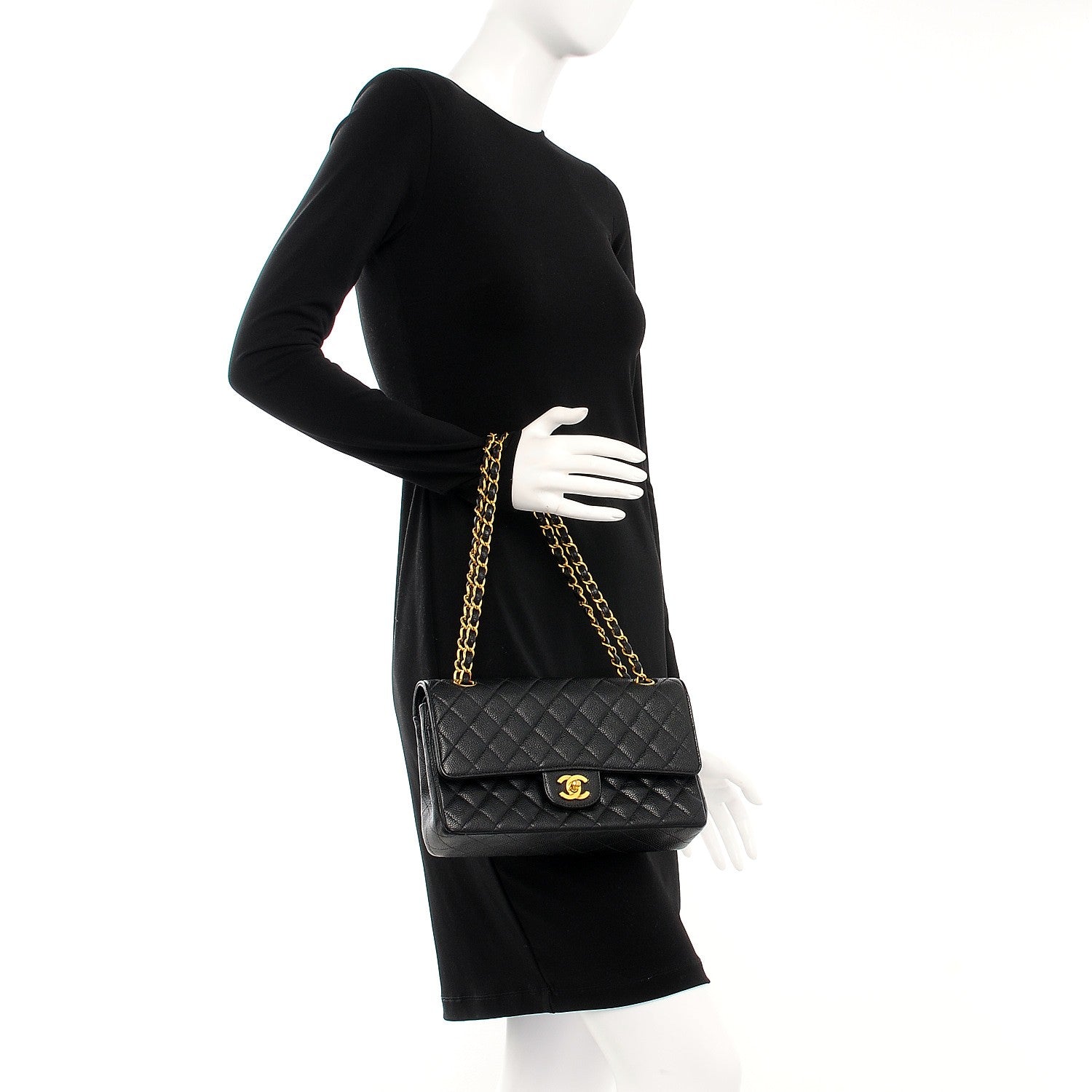 Chanel Caviar Quilted Medium Double Flap Black 2 of 10