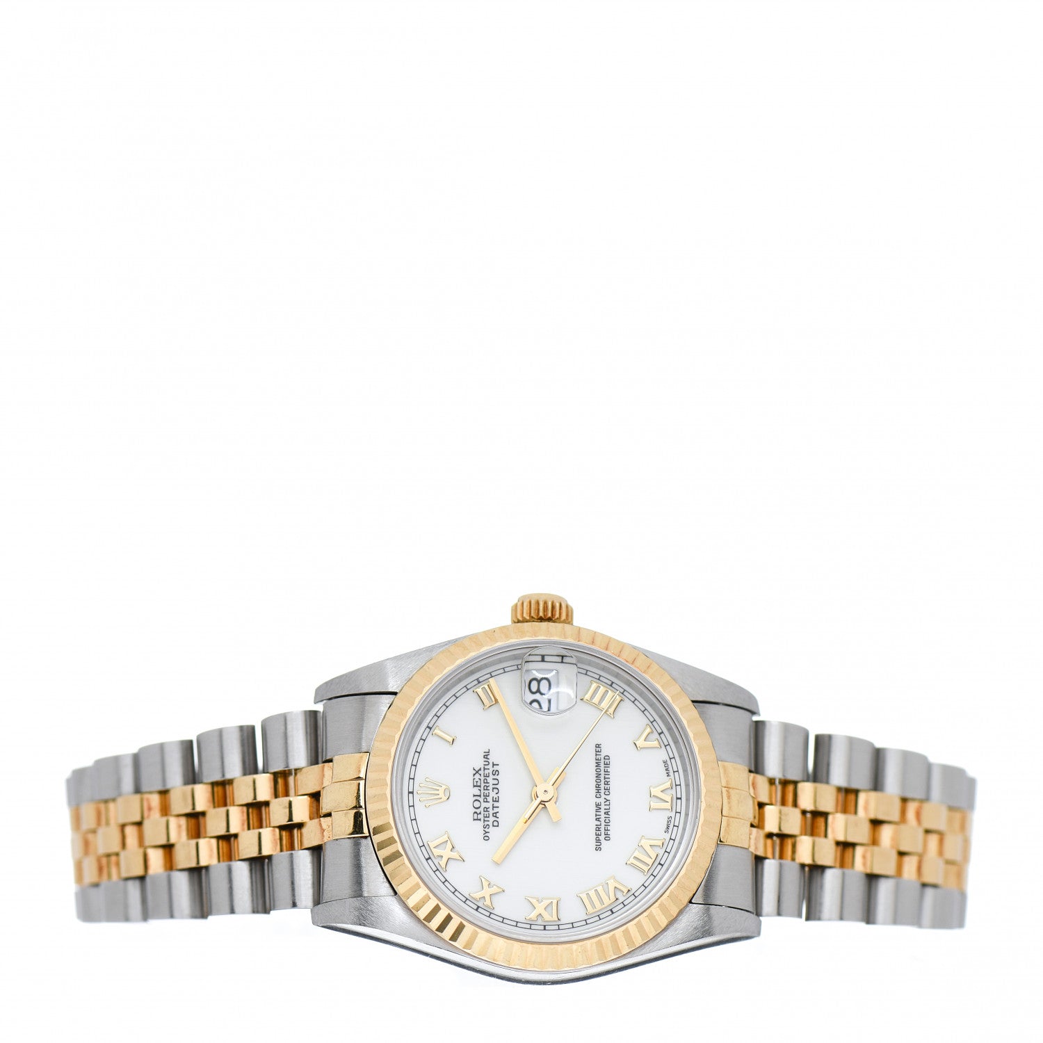 Rolex Stainless Steel 18K Yellow Gold 31mm Oyster Perpetual Datejust Watch White Roman 68273 2 of 4