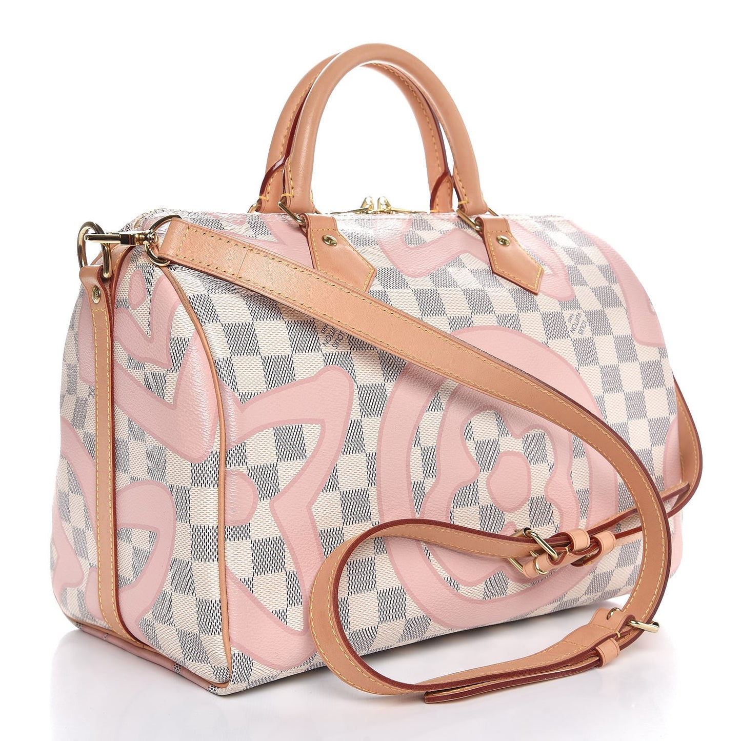 Damier Azur Tahitienne Speedy Bandouliere 30 Rose Ballerine