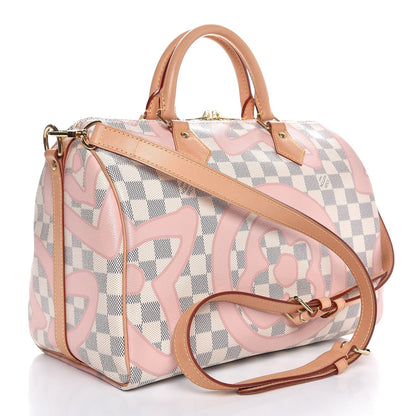 Louis Vuitton Damier Azur Tahitienne Speedy Bandouliere 30 Rose Ballerine 3 of 7