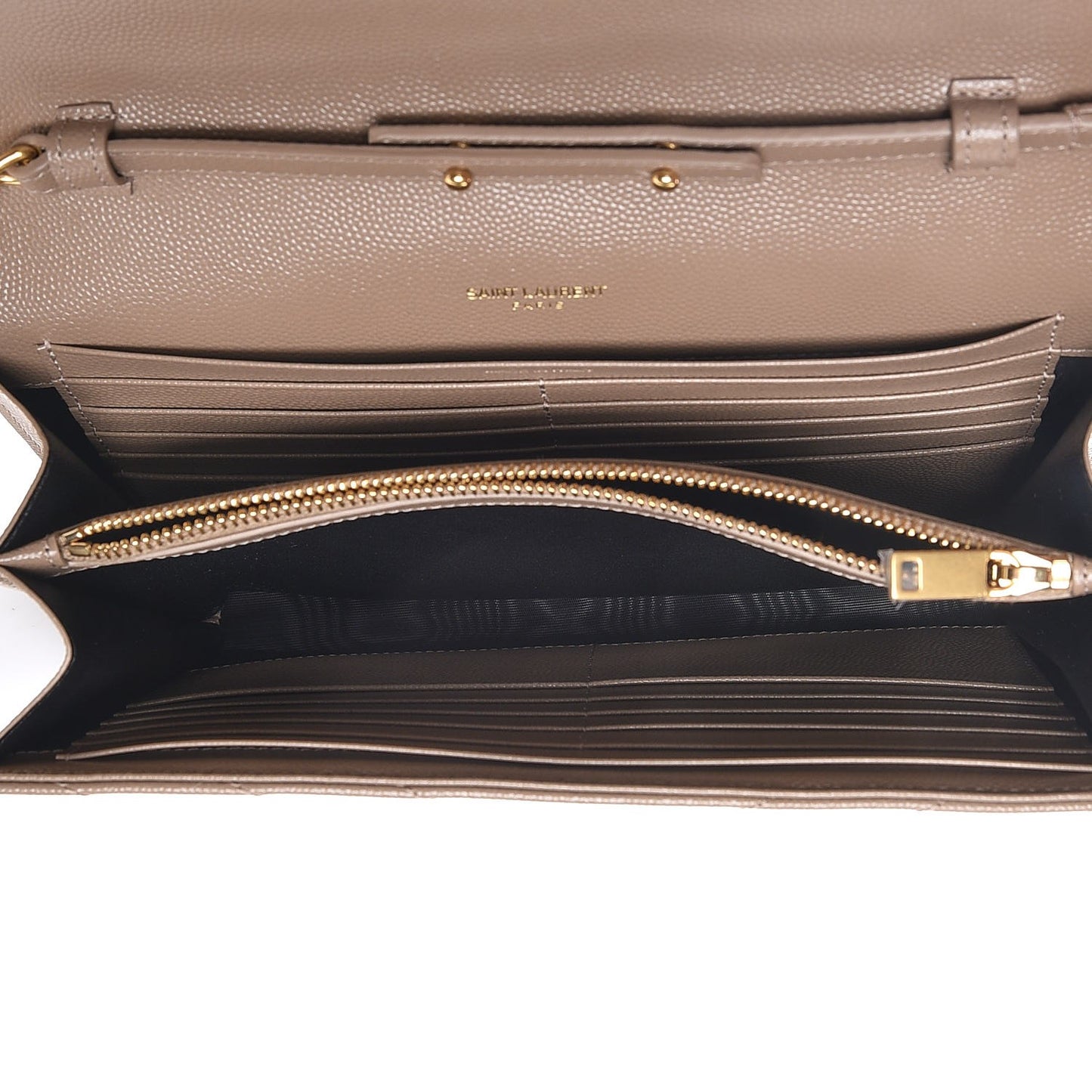 Grain De Poudre Matelasse Chevron Monogram Chain Wallet Light Taupe