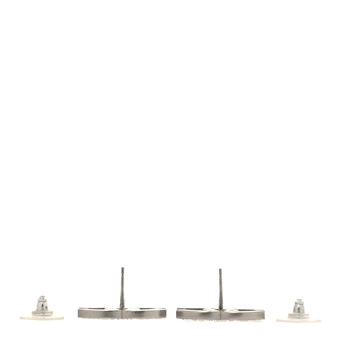 Baguette Crystal CC Earrings Silver