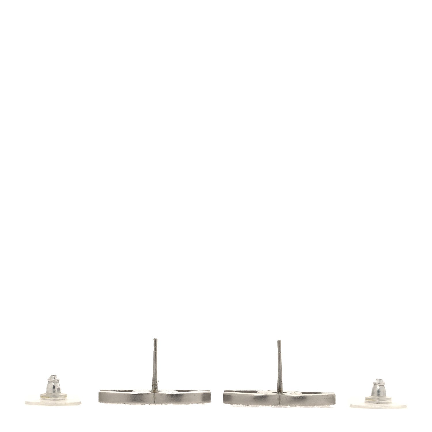 Chanel Baguette Crystal CC Earrings Silver 3 of 5