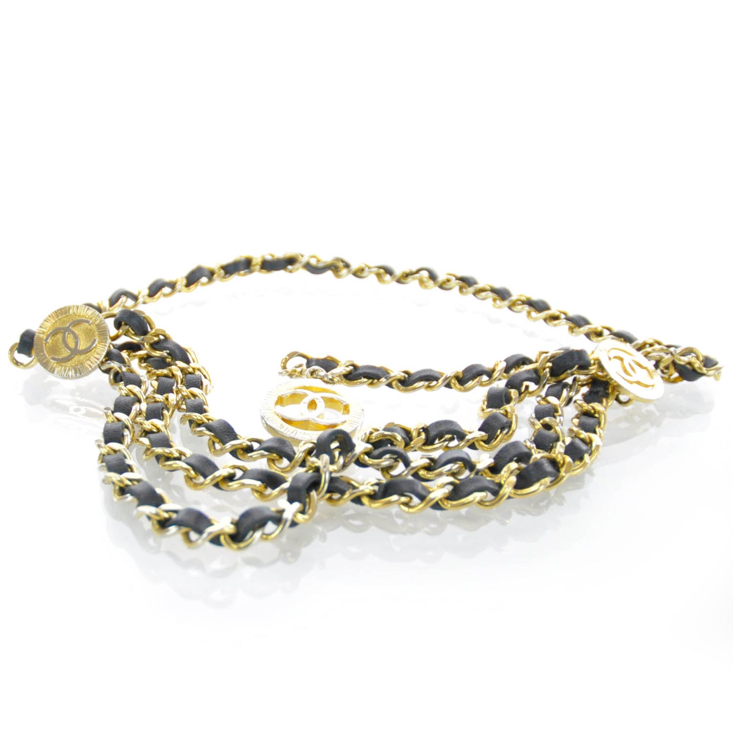 Leather Chain CC Medallion Belt