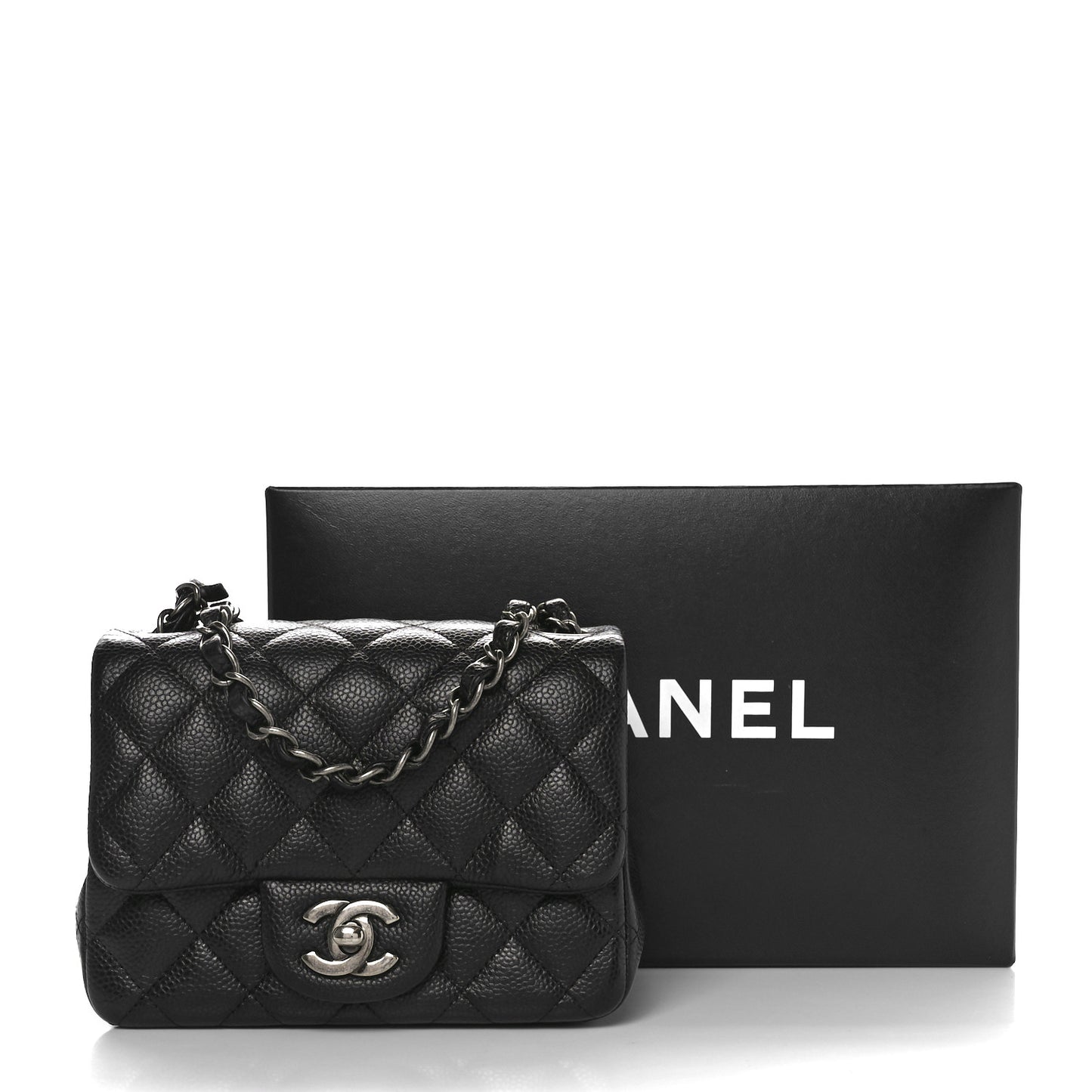 Caviar Quilted Mini Square Flap Black