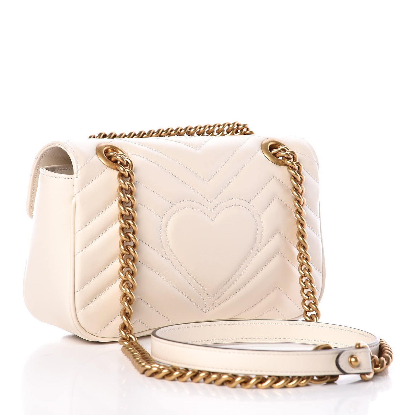 Calfskin Matelasse Mini GG Marmont Shoulder Bag White